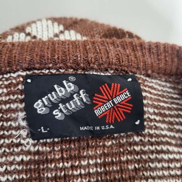 Vintage Grubb Stuff Argyle Brown Tan Sweater Vest Size Large - Picture 7 of 7